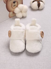 1對0-1歲男寶寶白色毛皮靴,冬季雪地靴 - 白色 - 查看 3