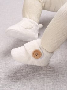 1對0-1歲男寶寶白色毛皮靴,冬季雪地靴 - 白色 - 查看 4