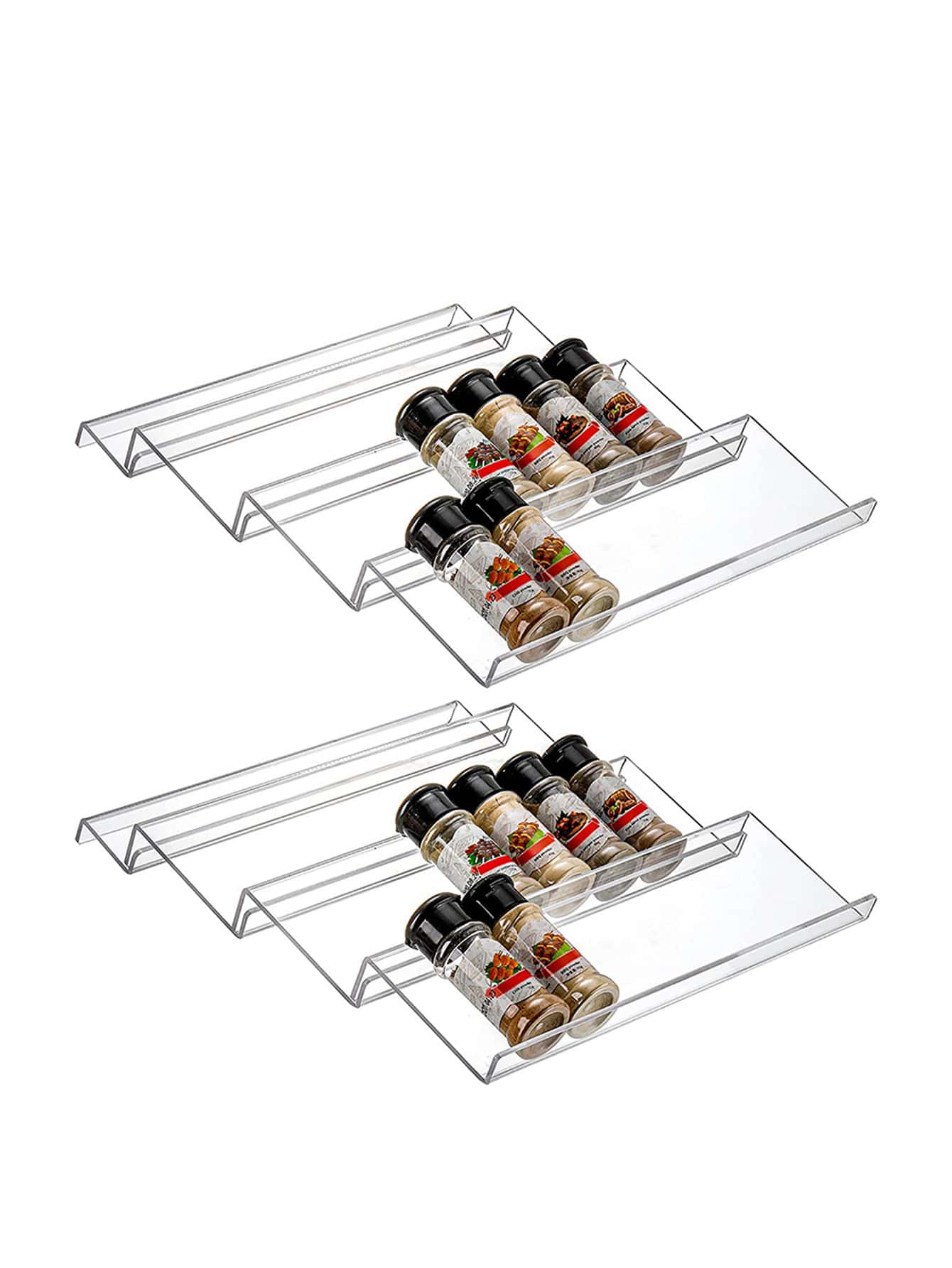 4 Layer Spice Drawer Organizer Adjustable Acrylic Spice Jars Rack Tray