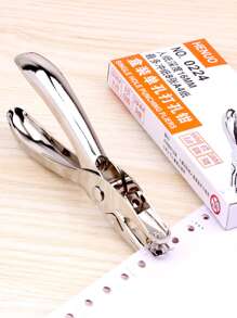 1入組學校辦公室金屬單孔打孔器手工紙打孔器用於剪貼簿邊框剪貼簿 - 銀色 - 查看 2