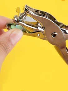 1入組學校辦公室金屬單孔打孔器手工紙打孔器用於剪貼簿邊框剪貼簿 - 銀色 - 查看 3