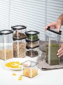 1 pieza Caja de almacenamiento de alimentos de color aleatorio transparente - transparente - Ver 3