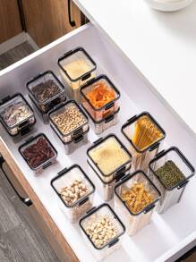 1 pieza Caja de almacenamiento de alimentos de color aleatorio transparente - transparente - Ver 6