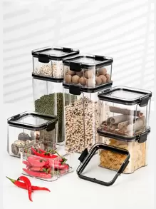 1 pieza Caja de almacenamiento de alimentos de color aleatorio transparente - transparente - Ver 4