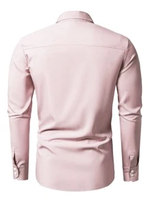 Manfinity Mode Men Button Front Solid Shirt - Dusty Pink - View 2