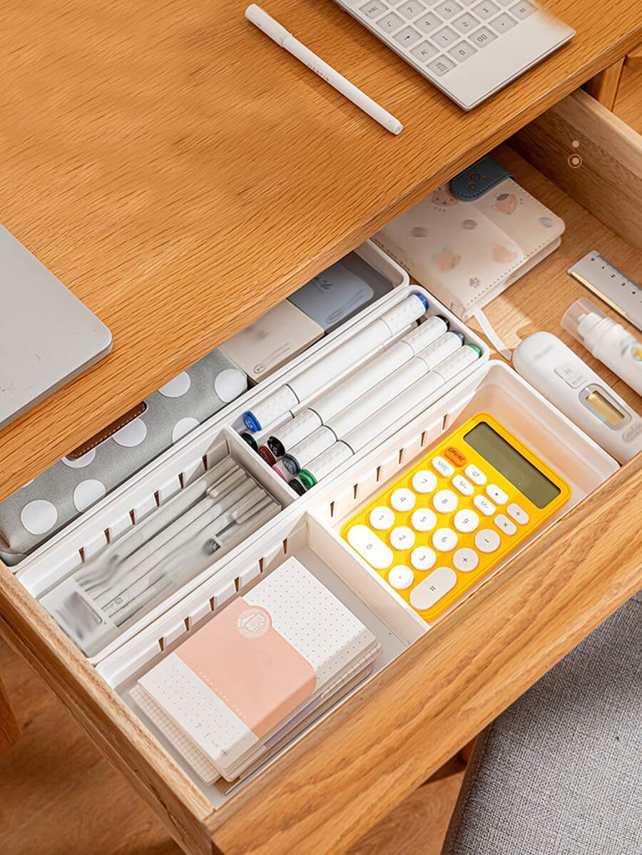 1 pieza Caja de almacenamiento de cajón lisa de plástico