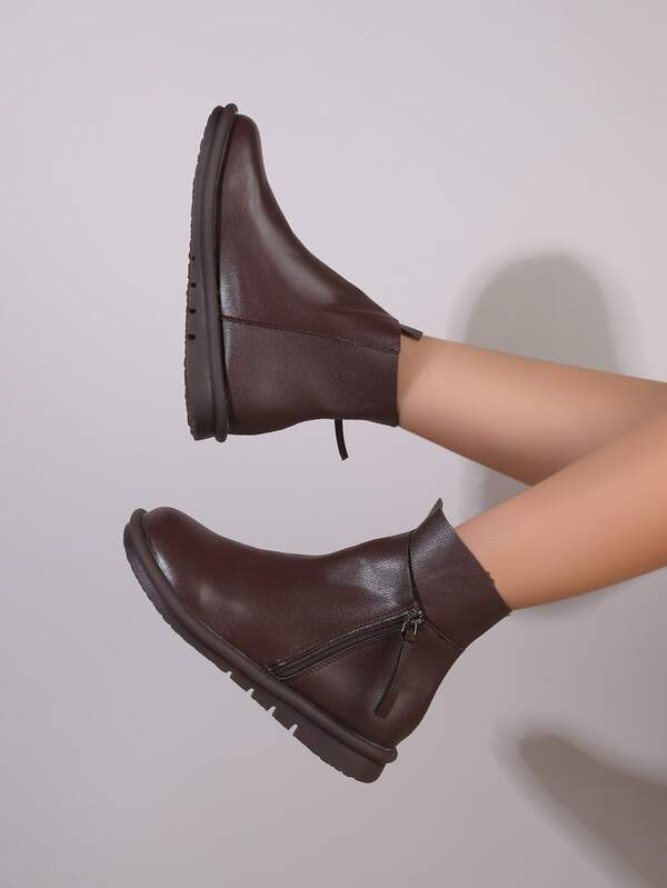 Zipper Side Combat Boots SHEIN USA