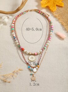 人造珍珠裝飾多層次項鍊