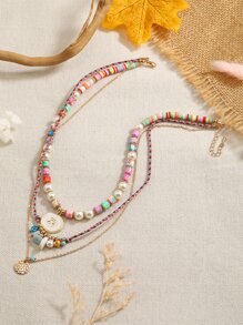 人造珍珠裝飾多層次項鍊