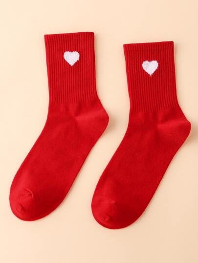 Heart Pattern Crew Socks