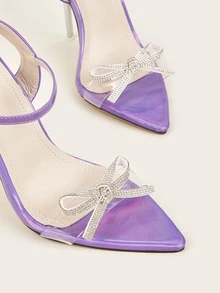 Sandalias holográfico con diamante de imitación & con diseño de lazo tira tobillera - Morado - Ver 5