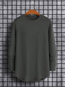 Manfinity Homme Hombres Camiseta con estampado de slogan - Gris Oscuro - Ver 2