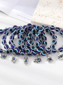 6 piezas Pulsera con cuenta búho & con accesorio de mariposa aojo - Multicolor - Ver 2