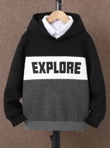 Boys Letter Graphic Colourblock Hoodie - Multicolor - View 1