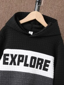 Boys Letter Graphic Colourblock Hoodie - Multicolor - View 4