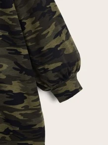 SHEIN EZwear Plus Camo Print Drop Shoulder Sweatshirt Dress - Multicolor - View 3