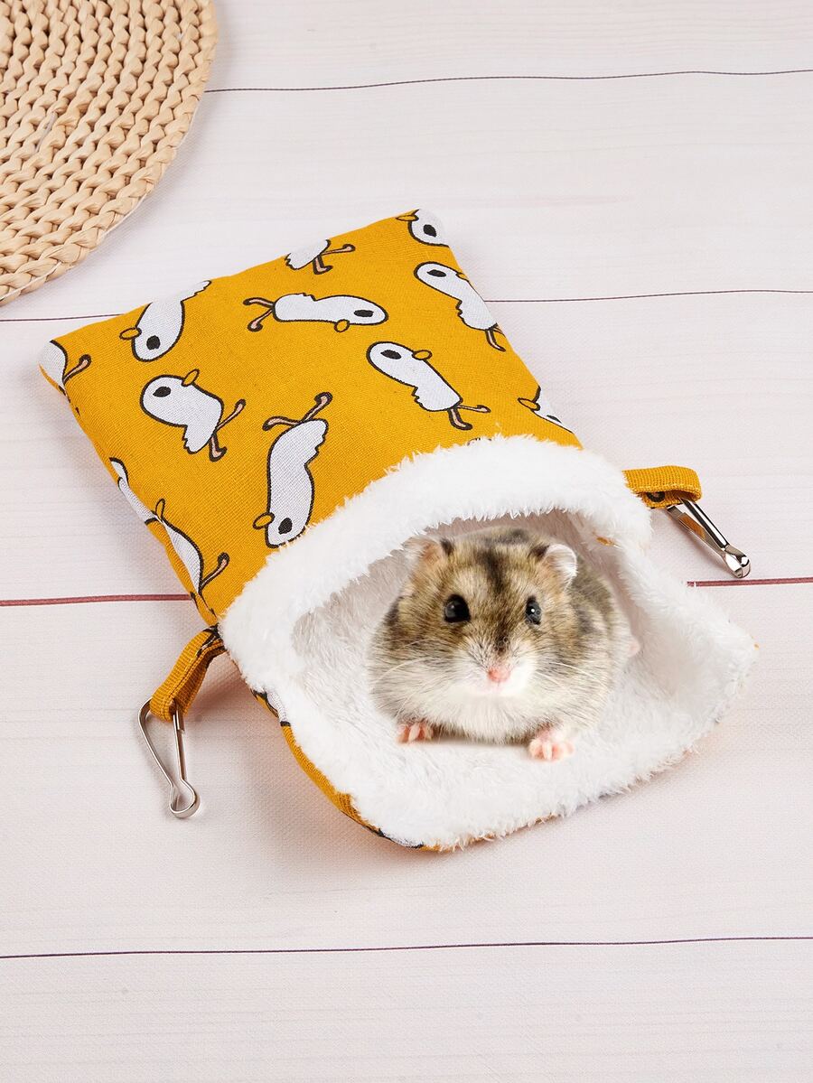 1pc New Pet Hammock, Plush Hamster Nest - Yellow - View 1