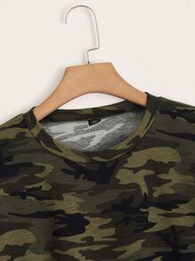 SHEIN EZwear Plus Camo Print Drop Shoulder Sweatshirt Dress - Multicolor - View 4