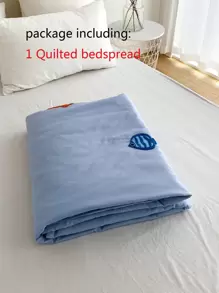 1pc Fish Embroidery Bedspread - Blue - View 6