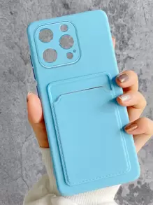 Hadaasi Solid Phone Case With Card Slot Compatible With iPhone15/15Plus/15Pro/15Promax - Baby Blue - View 2