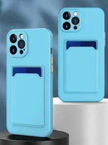 Hadaasi Solid Phone Case With Card Slot Compatible With iPhone15/15Plus/15Pro/15Promax - Baby Blue - View 3