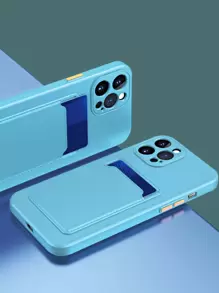 Hadaasi Solid Phone Case With Card Slot Compatible With iPhone15/15Plus/15Pro/15Promax - Baby Blue - View 6