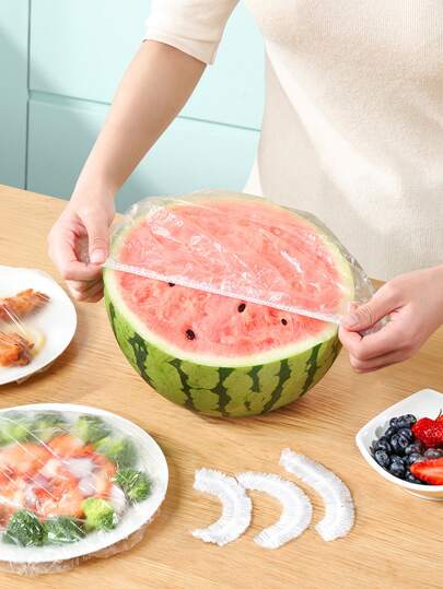 30入組一次性保鮮罩，塑料食品儲存罩，包裝儲存罩，彈性罩袋，廚房和戶外野餐露營用通用彈力經紗碗罩