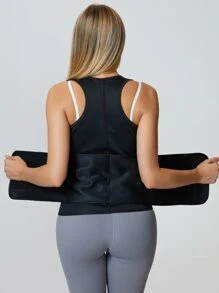 Synthetic Rubber Sports Sweat Vest Shapewear Waist Trainer Corset - Rose Red - View 3