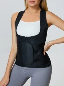 Synthetic Rubber Sports Sweat Vest Shapewear Waist Trainer Corset - Rose Red - View 4