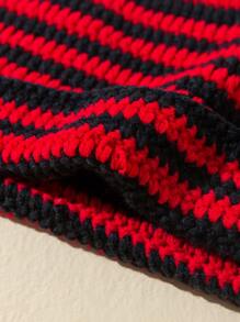 1 chiếc mũ len dệt kim tai mèo sọc Y2K dành cho nữ, mũ đan thủ công giữ ấm, chống gió, dễ thương, hoàn hảo làm quà tặng Halloween và Giáng sinh - Nhiều màu - Xem 4