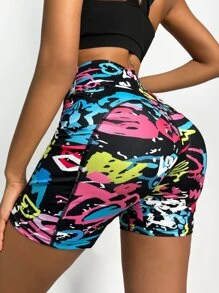 Core Rhythm Graphic Print Sports Shorts With Phone PocketWomen Sweat Short, Gym Short, Biker Short - Multicolor - View 2