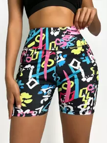 Core Rhythm Graphic Print Sports Shorts With Phone PocketWomen Sweat Short, Gym Short, Biker Short - Multicolor - View 3