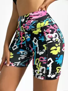 Core Rhythm Graphic Print Sports Shorts With Phone PocketWomen Sweat Short, Gym Short, Biker Short - Multicolor - View 4