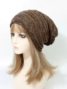 Solid Minimalist Slouchy Beanie - Coffee Brown - View 8
