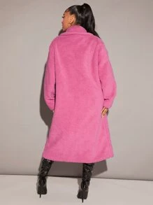 SHEIN SXY Lapel Neck Double Button Teddy Coat