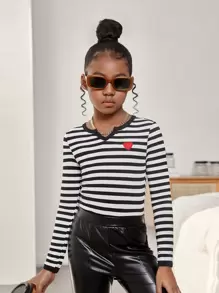 SHEIN Tween Girl Knit Black & White Striped Knitted Bodycon Dress ,Collar,Girls Winter Clothes,Girls Fall Clothes,Girls Kids S,Great For Sport Style ,Great For Casual & Daily Wear & School Daily In Autumn Winter,Autumn And Winter - Black and White - View 3