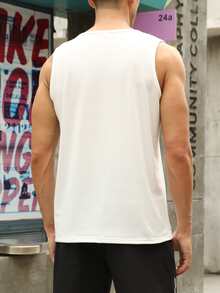 Manfinity Men Floral & Letter Print Tank Top - White - View 2