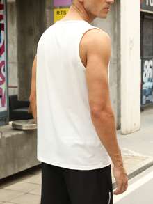 Manfinity Men Floral & Letter Print Tank Top - White - View 3