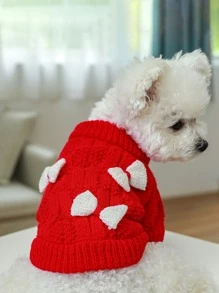 Bow Decor Pet Sweater - Red - View 1