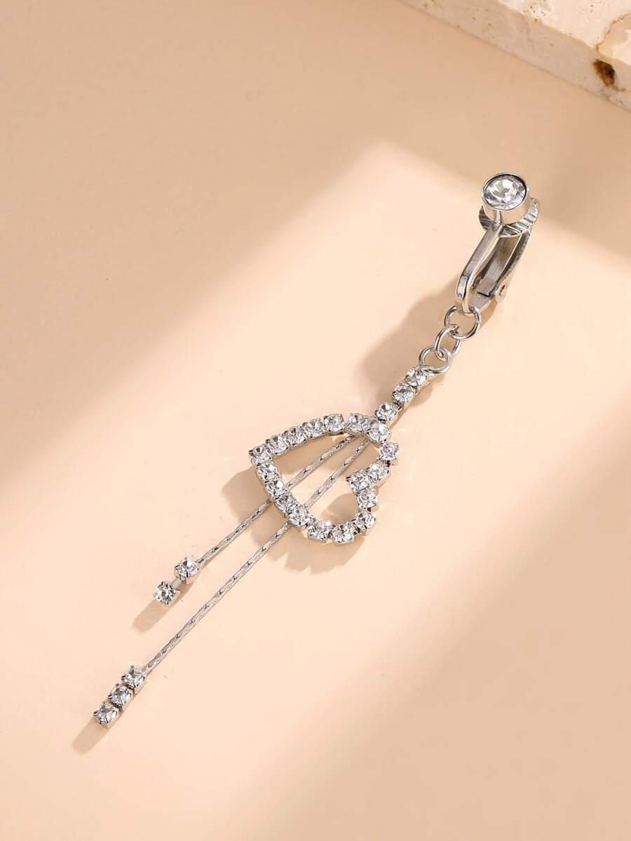 Perfect Piercing Rhinestone Heart Decor Navel Belly Cuff Copper Rainbow Magnetic Septum Piercing Jewelry Valentines,Mom,Mother,Mother's Day,Gift - Silver - View 1