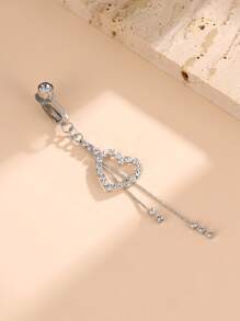 Perfect Piercing Rhinestone Heart Decor Navel Belly Cuff Copper Rainbow Magnetic Septum Piercing Jewelry Valentines,Mom,Mother,Mother's Day,Gift - Silver - View 2