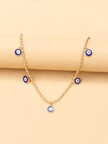 Evil Eye Charm Necklace - Yellow Gold - View 2