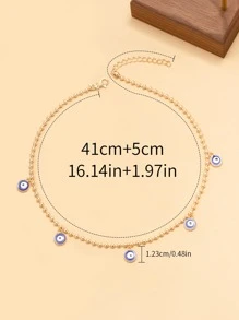 Evil Eye Charm Necklace - Yellow Gold - View 4