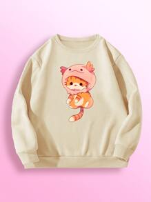 Cremechii Cartoon Graphic Sweatshirt - Apricot - View 1
