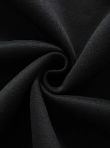 INAWLY 大码纯色拉链抽绳保暖内衬卫衣 - 黑色 - 查看 4
