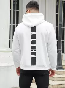 Manfinity Hombres Capucha con estampado de letra con cordón - Blanco - Ver 1