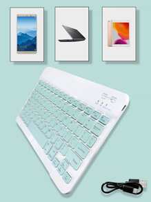 10-Inch Wireless Bluetooth Mini Silent Keyboard, Compatible With Smartphones, IPads, 3 Systems, 150mAh Battery Capacity - Mint Green - View 4