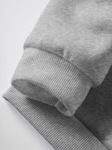 SHEIN EZwear Plus Cat And Slogan Graphic Thermal Lined Pullover - Light Grey - View 3