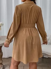 Flirla 加灯笼袖衬衫裙，适合冬季灯芯绒女装