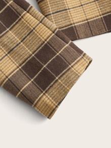 SHEIN Unity Plaid Double Button Crop Blazer - Multicolor - View 4